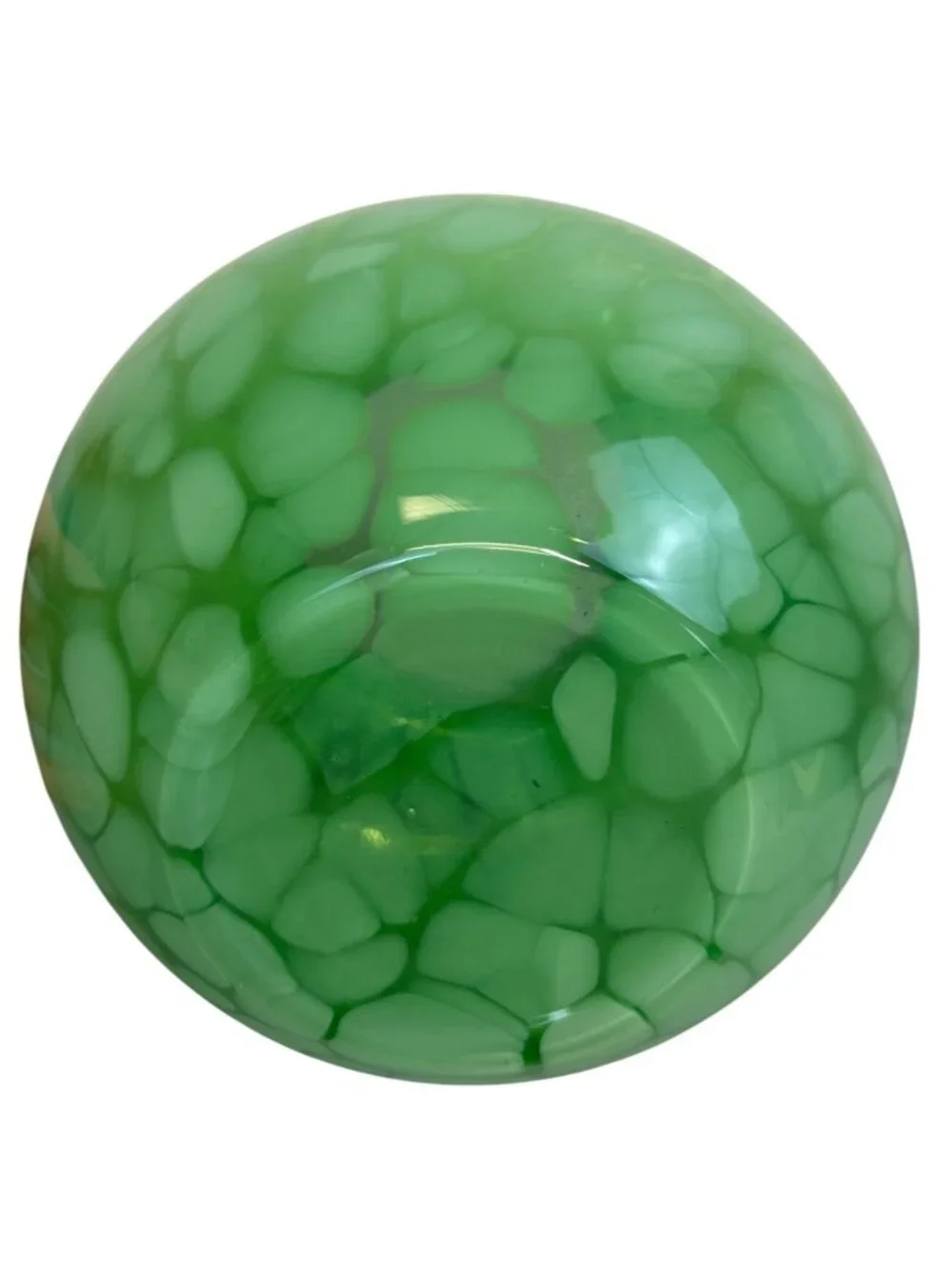 Alicja Hand Blown Art Glass Vase Green White Marbled Pebble Pattern Poland